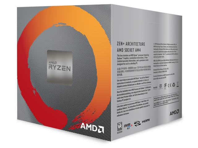 AMD Ryzen 5 3400G with Radeon RX Vega 11 Graphics BOX 第2世代 AMD Ryzen  w/Radeon Vega Socket AM4 / 4コア8スレッド / 3.7GHz(BC 4.2GHz) / L2 2MB+L3  4MBキャッシュ / Radeon RX Vega 11