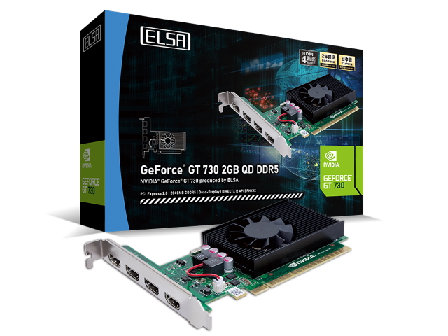 ELSA ELSA GeForce GT 730 2GB QD DDR5 GeForce GT 730 2GB 64-bit GDDR5 PCI  Express対応ビデオカード - 製品詳細 | パソコンSHOPアーク（ark）